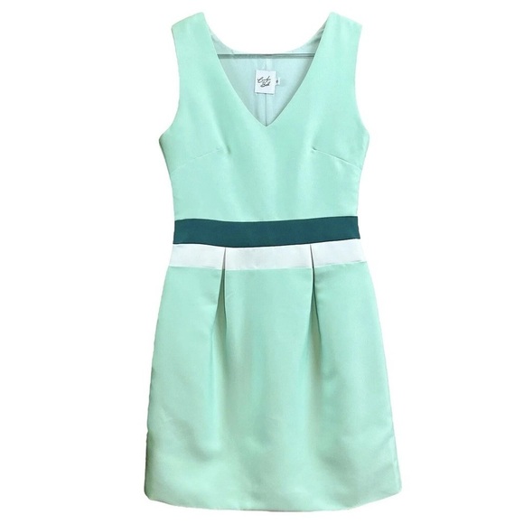 Camilyn Beth Colorblock Pleated Bridesmaids Cocktail Dress Mint Teal Size 0 - Picture 1 of 8